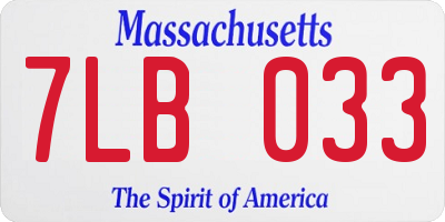 MA license plate 7LB033