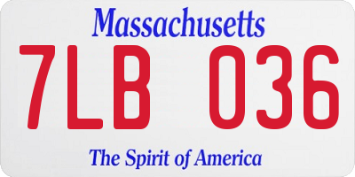 MA license plate 7LB036