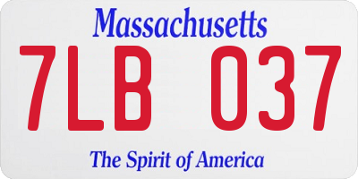 MA license plate 7LB037