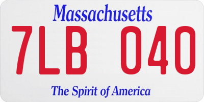 MA license plate 7LB040