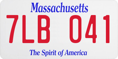 MA license plate 7LB041
