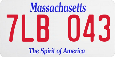 MA license plate 7LB043