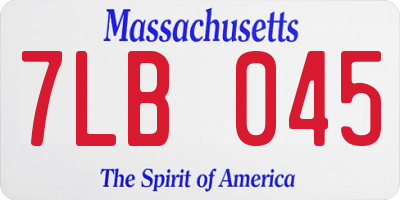 MA license plate 7LB045
