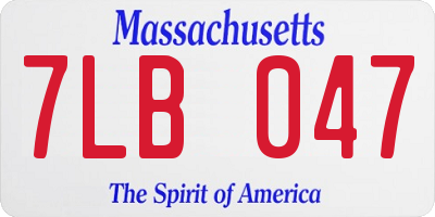 MA license plate 7LB047