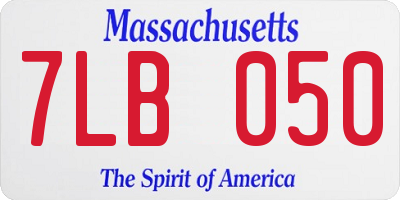 MA license plate 7LB050