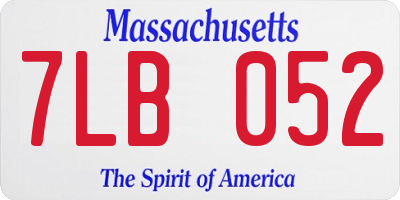 MA license plate 7LB052