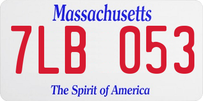 MA license plate 7LB053