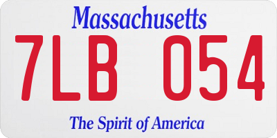 MA license plate 7LB054