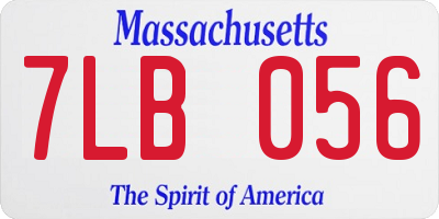 MA license plate 7LB056