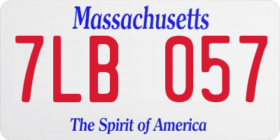 MA license plate 7LB057