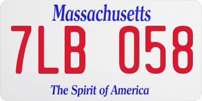 MA license plate 7LB058