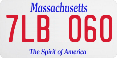 MA license plate 7LB060
