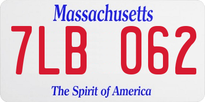 MA license plate 7LB062