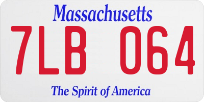 MA license plate 7LB064