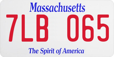 MA license plate 7LB065
