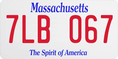 MA license plate 7LB067