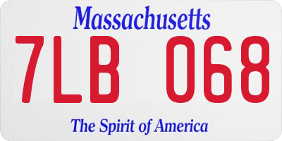 MA license plate 7LB068