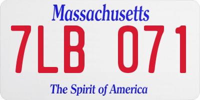 MA license plate 7LB071