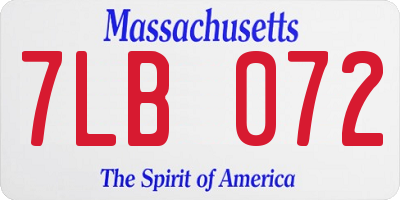 MA license plate 7LB072
