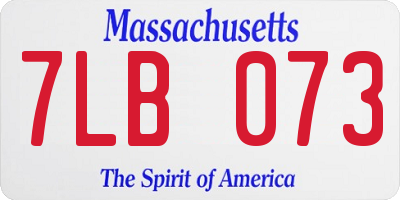 MA license plate 7LB073