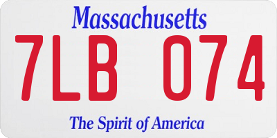 MA license plate 7LB074