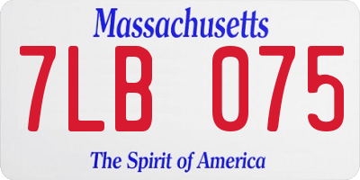 MA license plate 7LB075