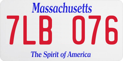 MA license plate 7LB076
