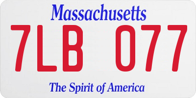 MA license plate 7LB077
