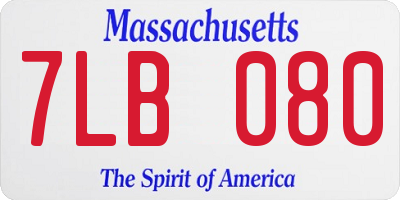 MA license plate 7LB080
