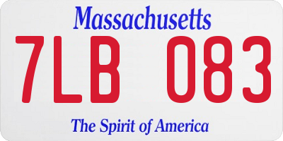 MA license plate 7LB083