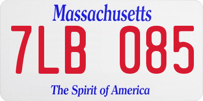 MA license plate 7LB085