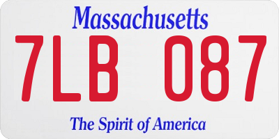 MA license plate 7LB087