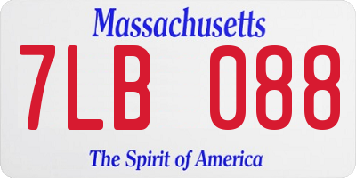 MA license plate 7LB088
