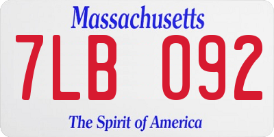 MA license plate 7LB092