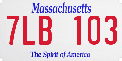 MA license plate 7LB103