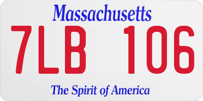 MA license plate 7LB106