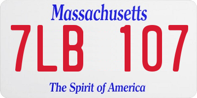 MA license plate 7LB107
