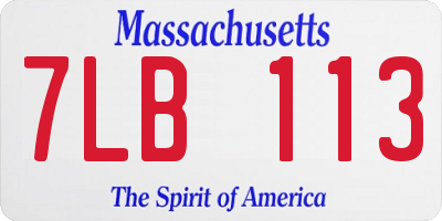 MA license plate 7LB113