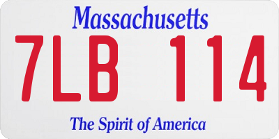 MA license plate 7LB114