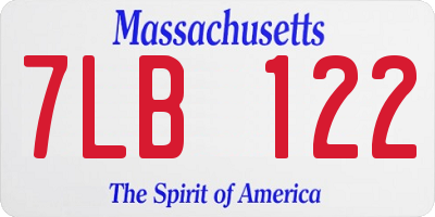 MA license plate 7LB122