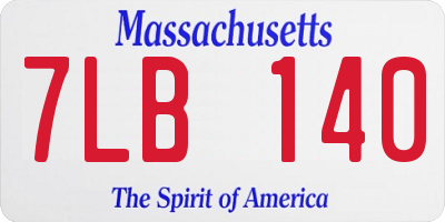 MA license plate 7LB140