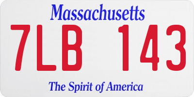 MA license plate 7LB143