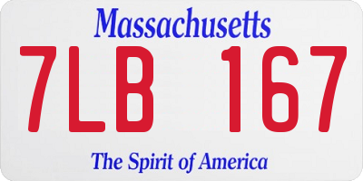 MA license plate 7LB167