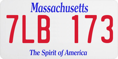 MA license plate 7LB173