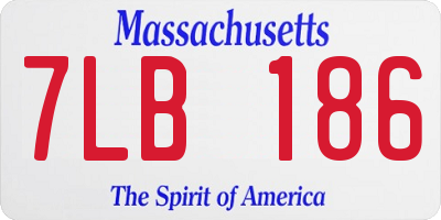 MA license plate 7LB186