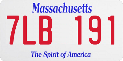 MA license plate 7LB191