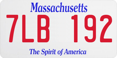 MA license plate 7LB192