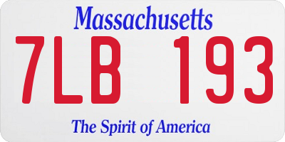 MA license plate 7LB193