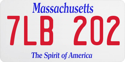MA license plate 7LB202