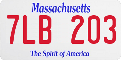 MA license plate 7LB203